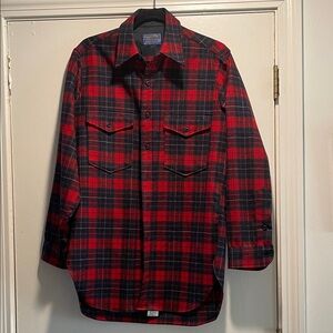 Pendleton Red and Black Tartan Virgin Wool Checkered Button Down  Shirt